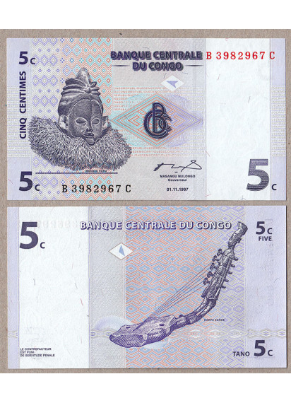 CONGO REPUBBLICA DEMOCRATICA  5 Centimes 1997